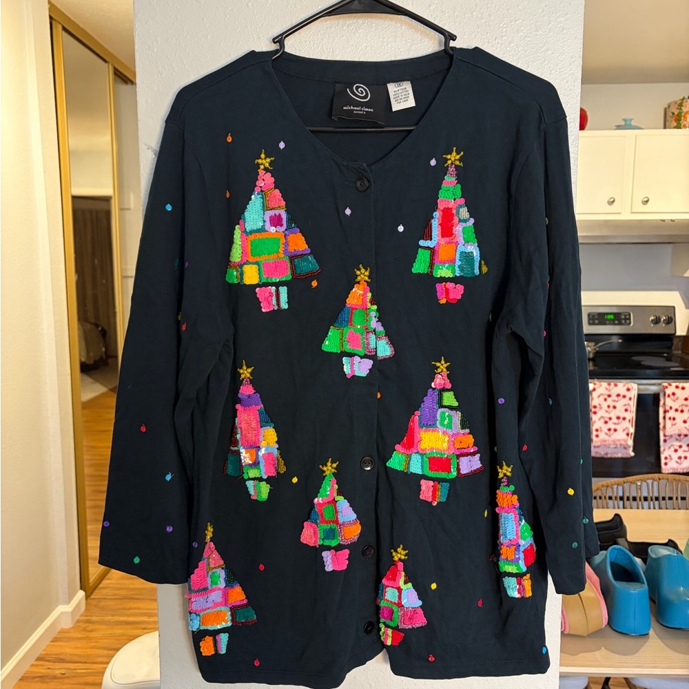 Vintage Michael Simon Christmas Tree Cardigan